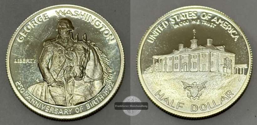  USA. 1/2 Dollar 1982  250. Geb. George Washington  FM-Frankfurt  Feinsilber: 11,25g   