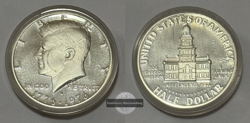  USA. 1/2 Dollar 1976  200 Jahre Unabhängigkeit USA  FM-Frankfurt  Feinsilber: 11,25g   