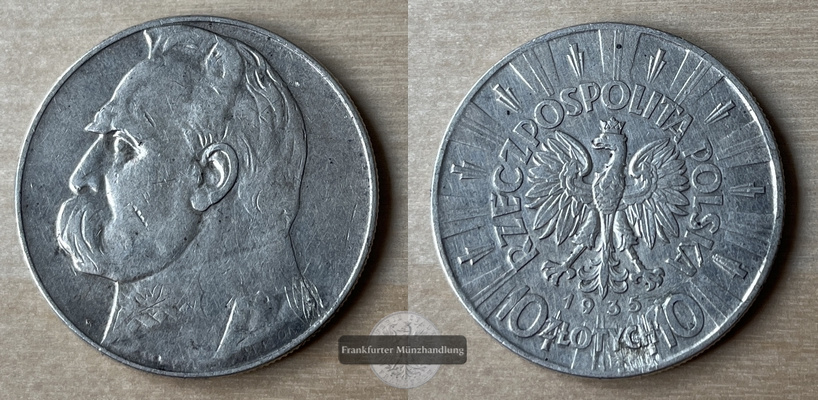  10 Zlotych 1935 Republik Polen 1923-1939 FM Frankfurt Feinsilber:16,5g   