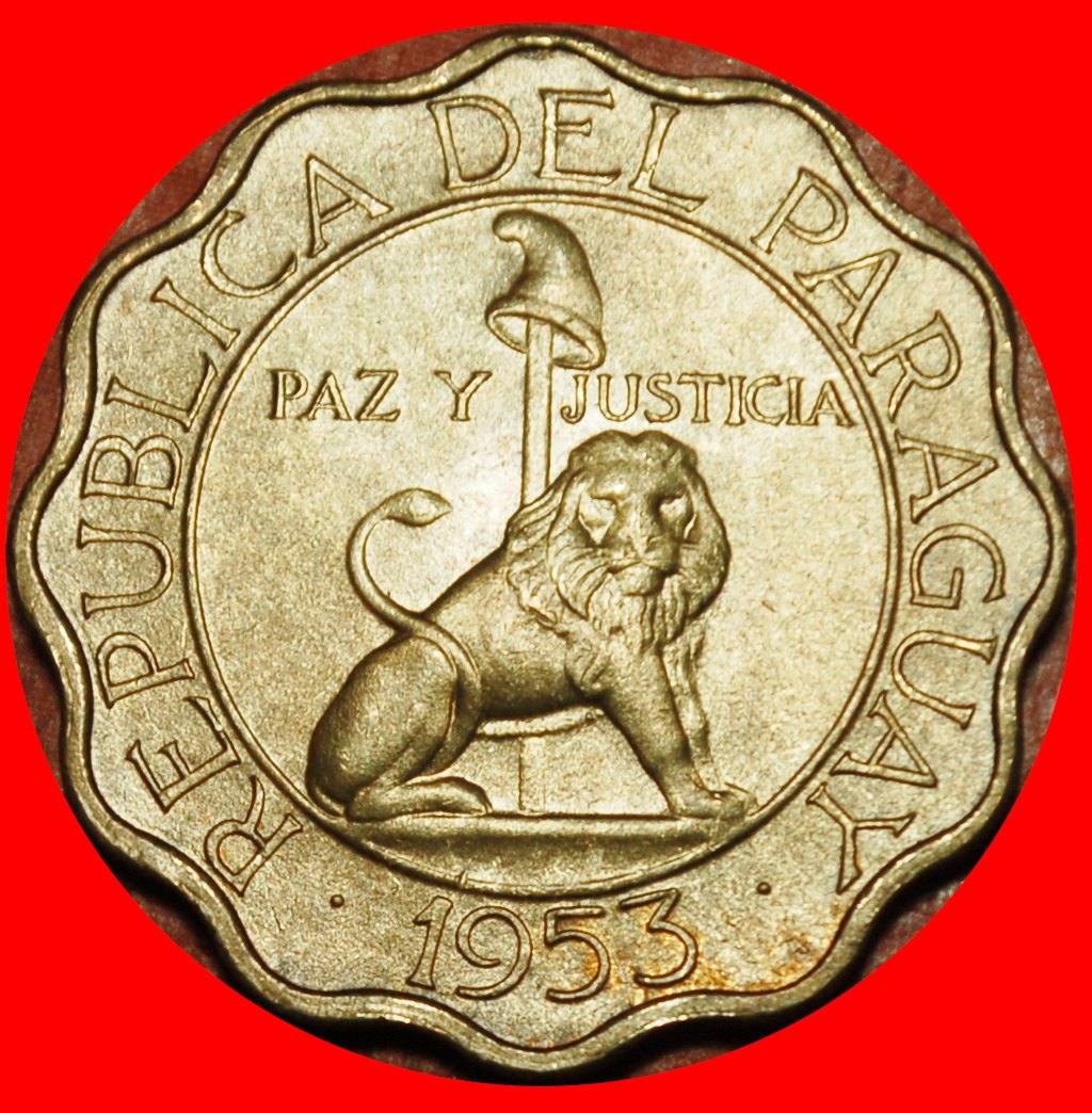  Ⰶ GREAT BRITAIN: PARAGUAY ★ 50 CENTIMOS 1953 LION! UNC MINT LUSTRE! LOW START ★ NO RESERVE!   