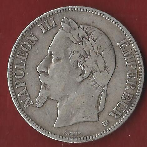  Frankreich 5 Francs 1869 Koblenzer Münzen Studio Koblenz Frank Maurer AH801   