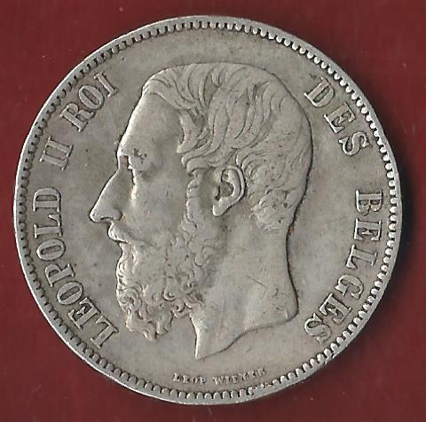  Belgien 5 Francs 1873 Koblenzer Münzen Studio Koblenz Frank Maurer AH802   