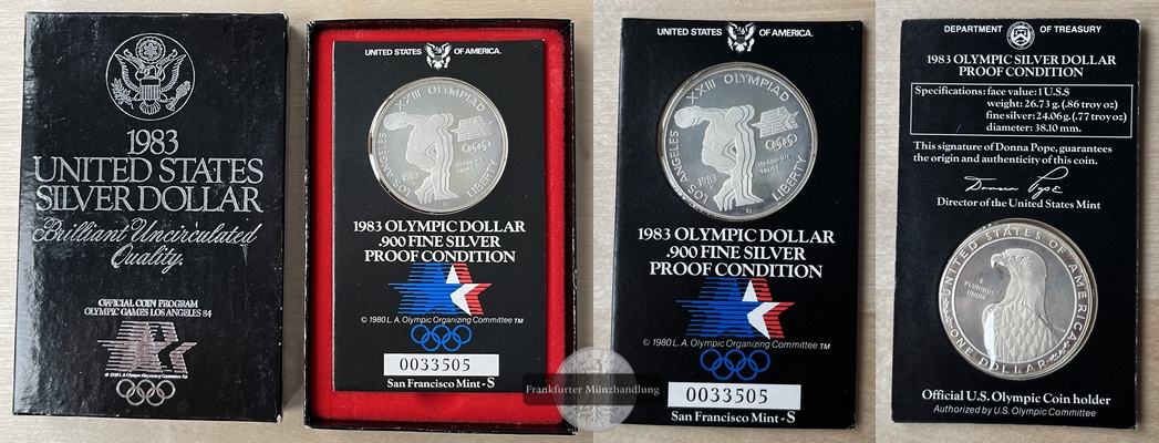  USA 1 Dollar (XXIII Olympiad Los Angeles) 1983  KM#209 FM-Frankfurt Feinsilber:24,06g   