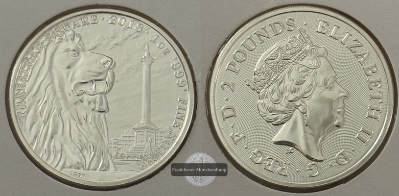  Großbritannien, 2 Pounds 2018  Trafalgar Square  FM-Frankfurt  Feinsilber: 31,1g   