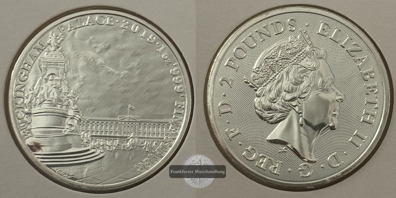  Großbritannien, 2 Pounds 2019  Buckingham Palace  FM-Frankfurt  Feinsilber: 31,1g   