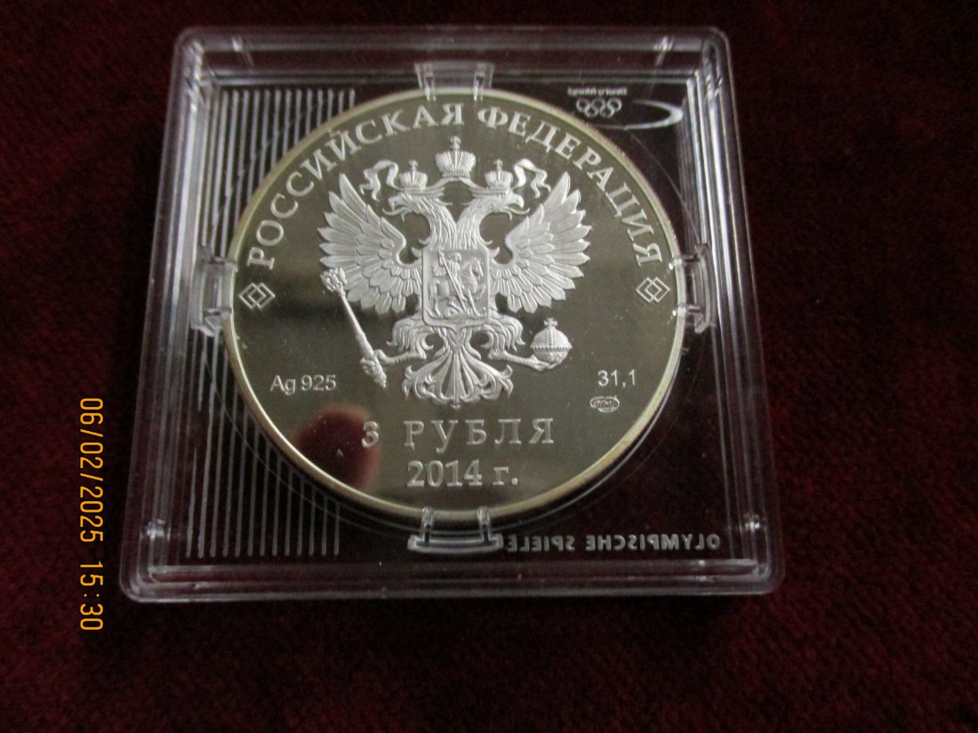  3 Rubel 2014 Russland Olympischen Spielen Snowboard Silber 925er 31,1g rau / 1100281   