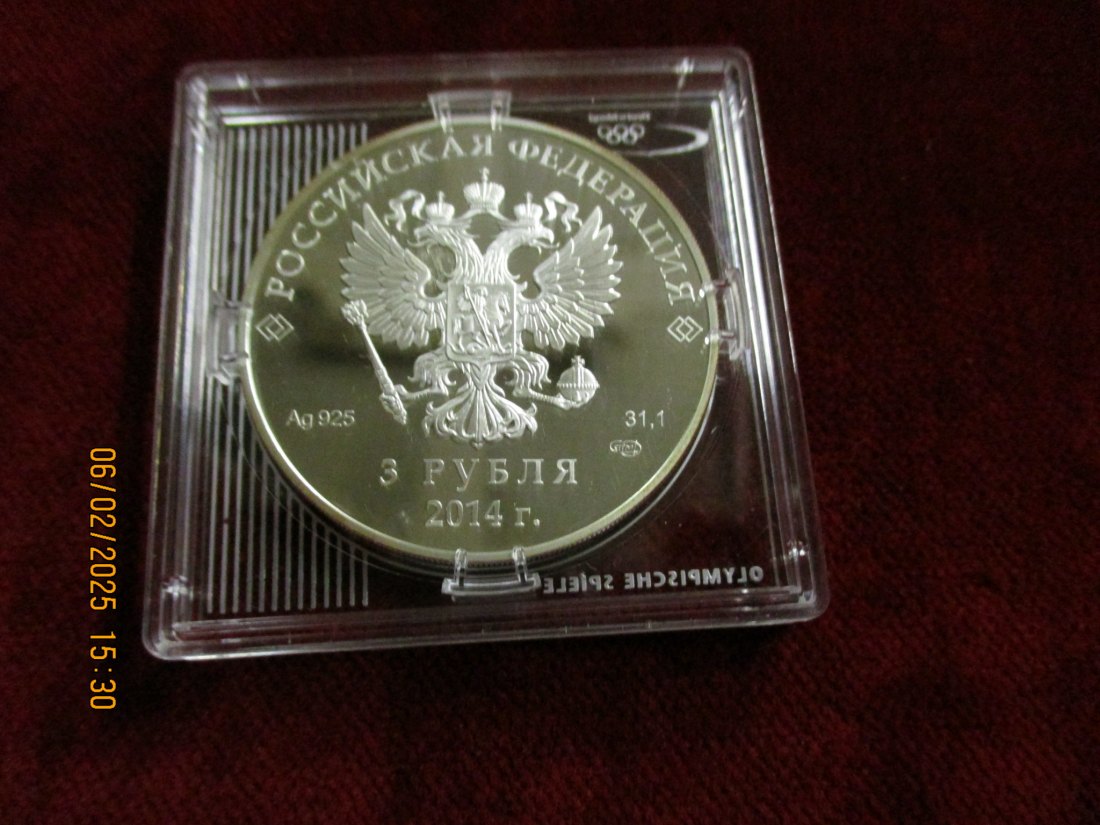  3 Rubel 2014 Russland Olympischen Spielen Nordische Kombination Silber 925er 31,1g rau / 1100281   