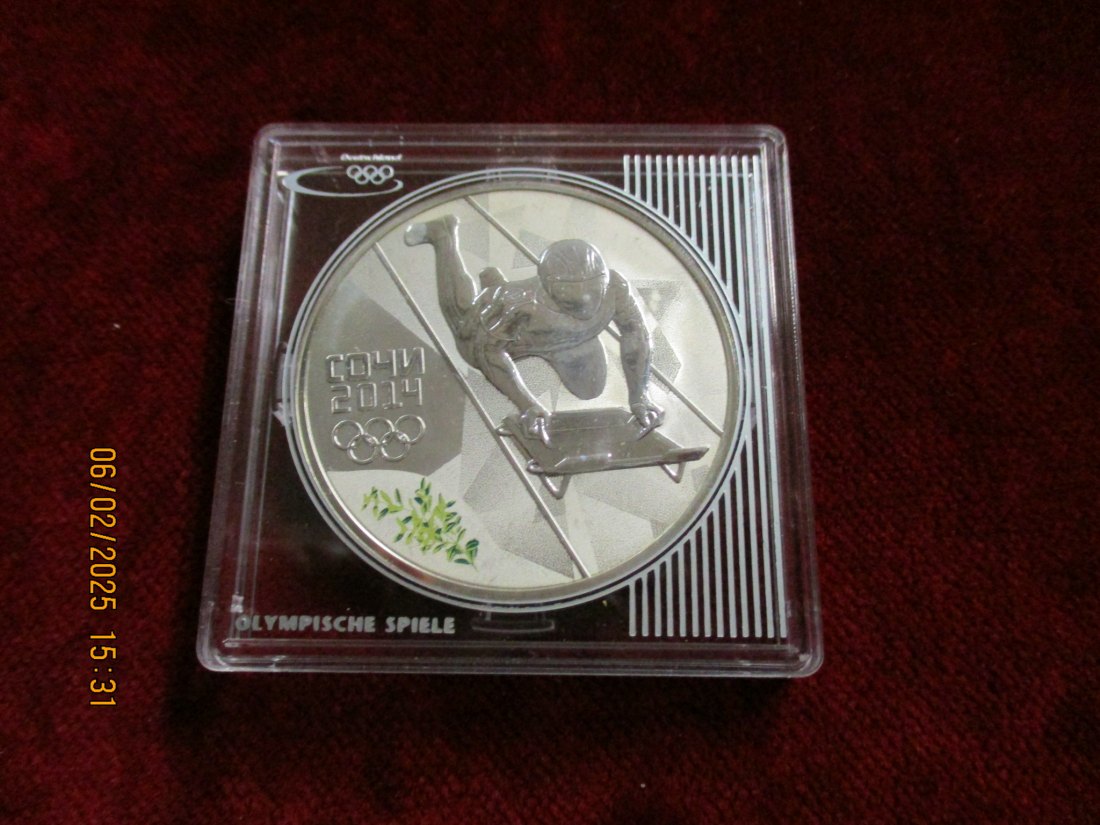  3 Rubel 2014 Russland Olympischen Spielen Skeleton Silber 925er 31,1g rau / 1100281   