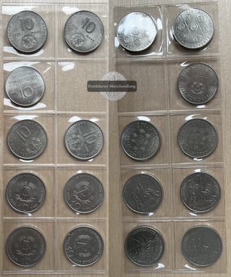  DDR 9 x 10 Reichsmark 1972-1975 Meissen - Berlin  FM-Frankfurt   