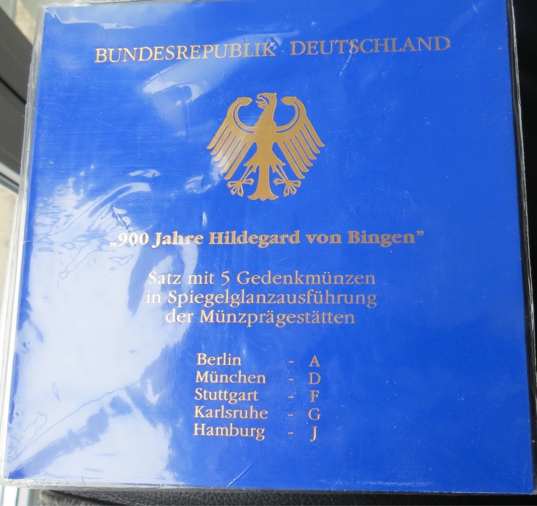  Bundesrepublik Deutschland 5 x 10 DM 1999 ADFGJ 10 Mark Silbermünzen PP in Original-Blister   