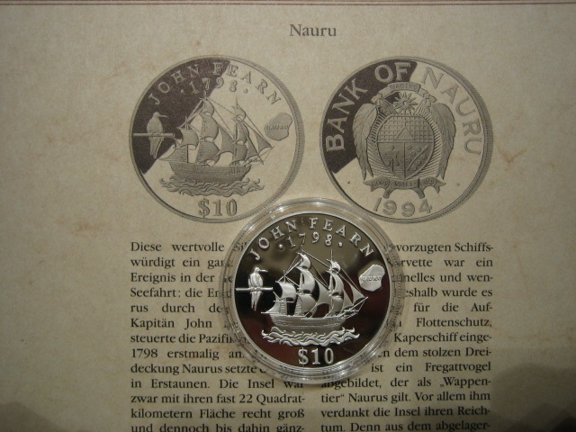  Nauru 10 Dollars 1994. Geschichte der Seefahrt. Silber Proof   