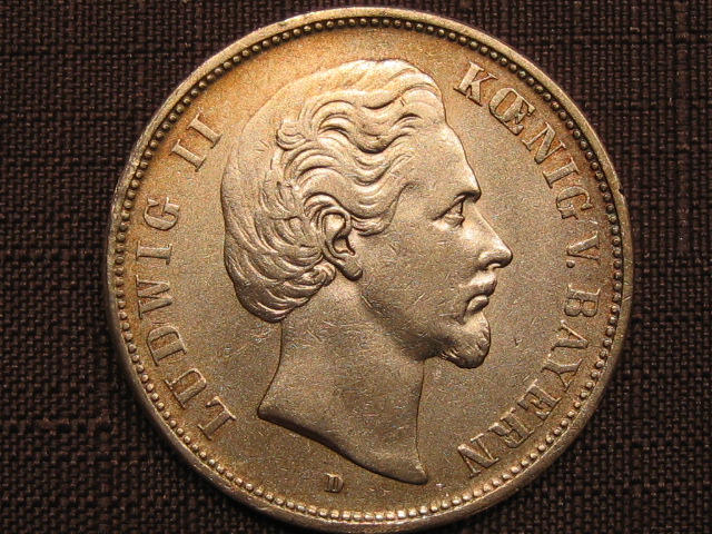  Bayern 5 Mark Ludwig II 1876 D. Erhaltung! Silber   