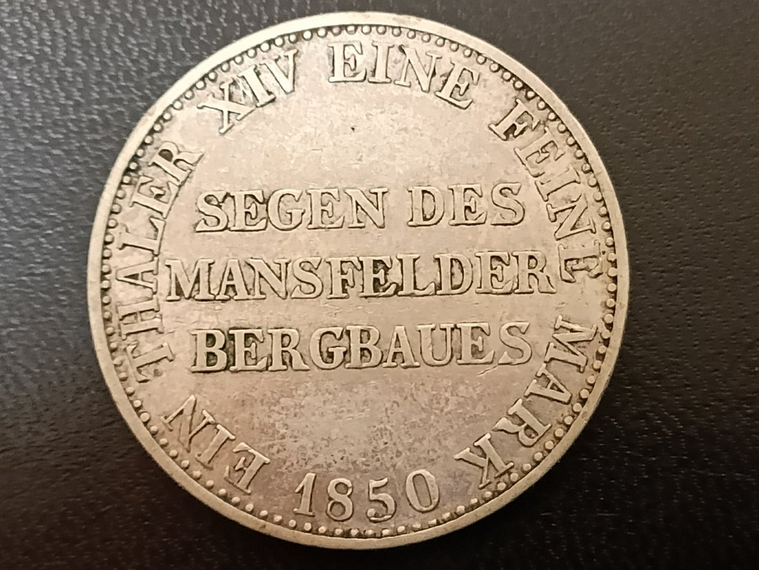  Altdeutschland - 1 Taler 1850 Preussen - Ausbeutetaler - Silbermünze   