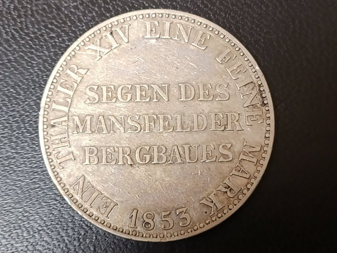  Altdeutschland - 1 Taler 1853 Preussen - Ausbeutetaler - Silbermünze   