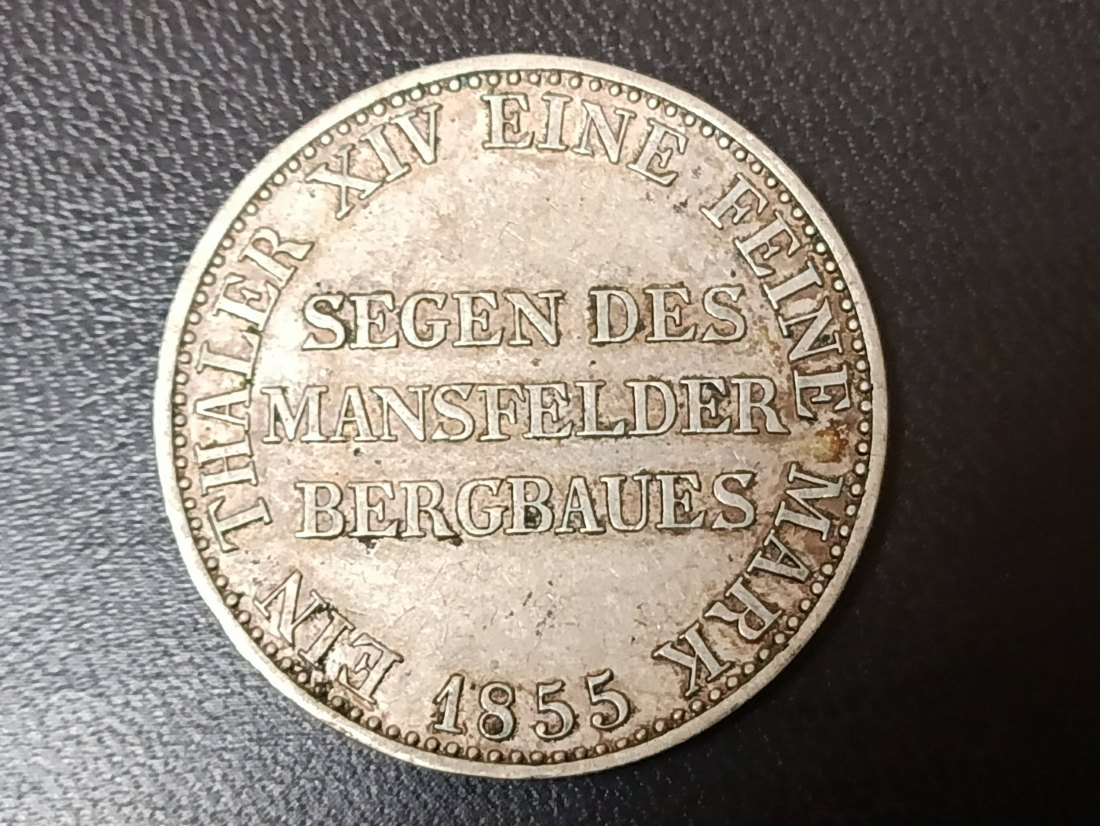  Altdeutschland - 1 Taler 1855 Preussen - Ausbeutetaler - Silbermünze   