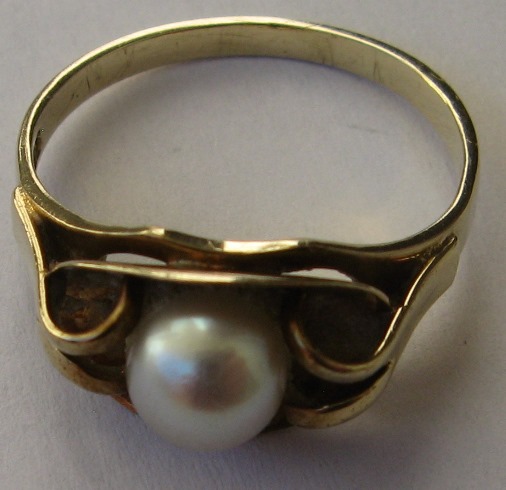  Goldring mit Pearl aus 333er Gold mit Perle   