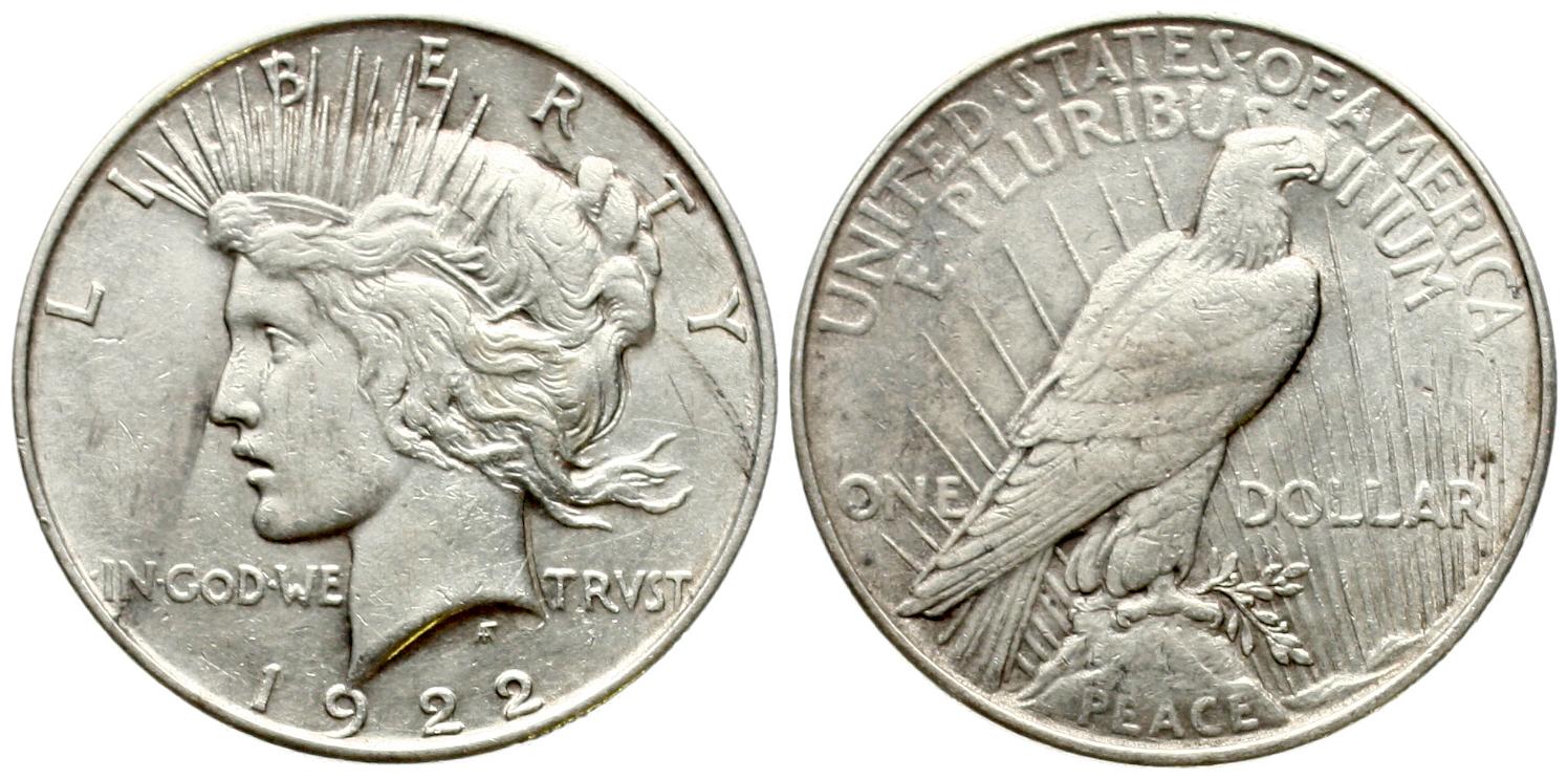  USA: Peace Dollar 1922, Silber, näheres unten!   