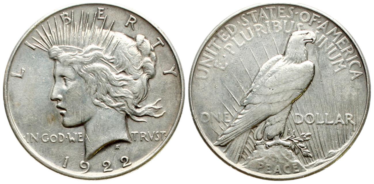  USA: Peace Dollar 1922, Silber, näheres unten!   