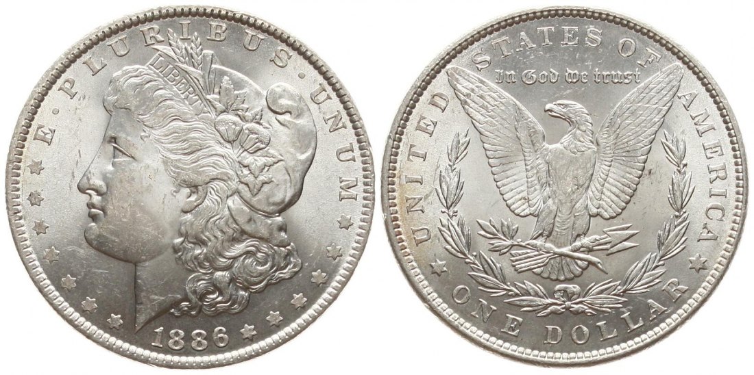  USA: 1 Dollar 1886, Morgan Typ, prachtvoll erhalten! näheres siehe unten!   