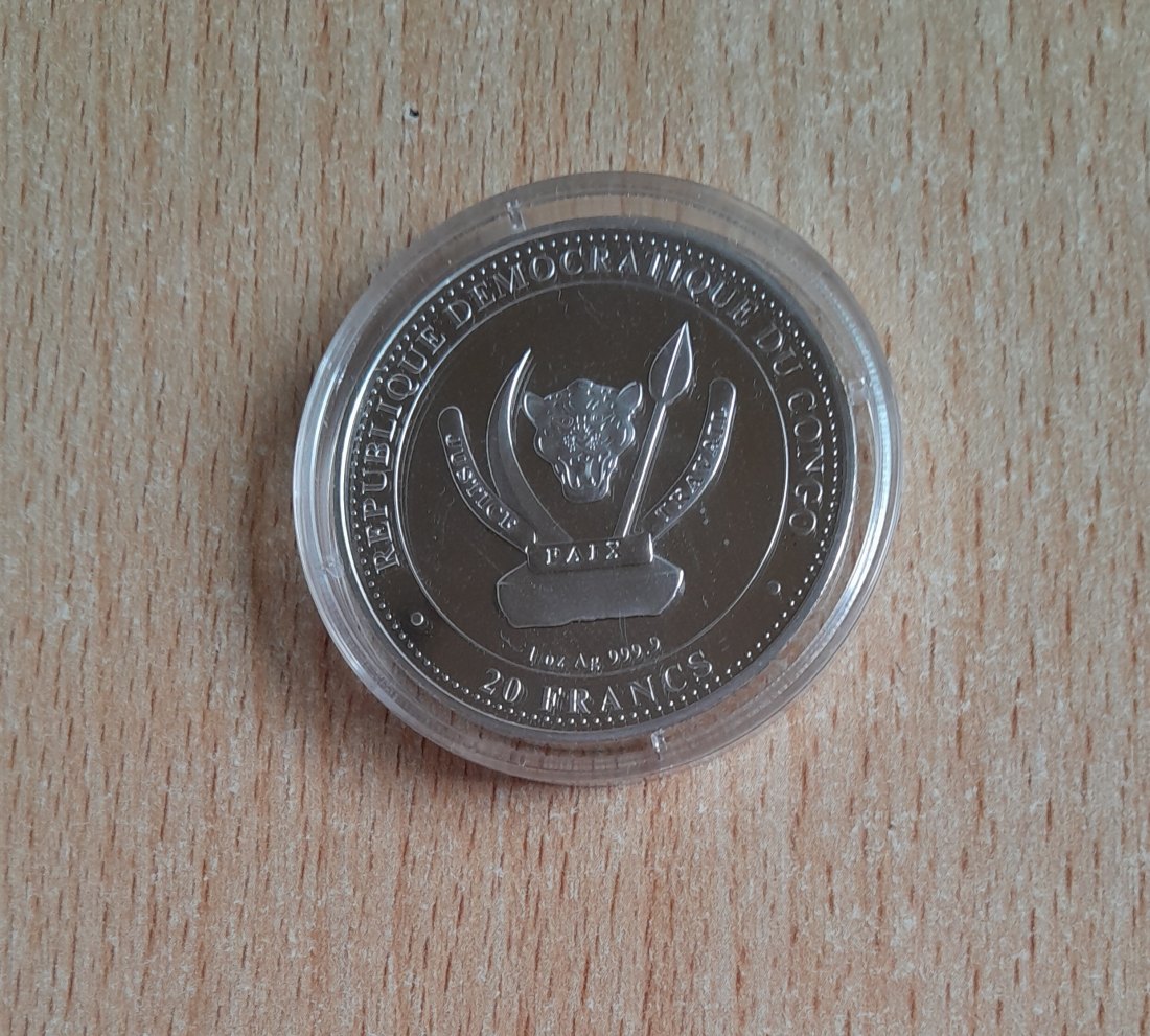  Kongo 20 Francs 2021 Wollmammut 1 Oz. Feinsilber   