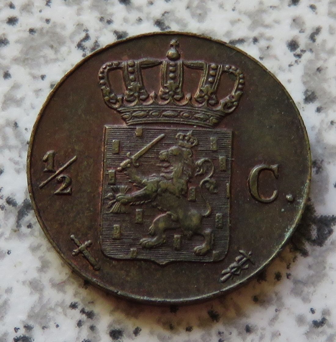  Niederlande 1/2 Cent 1857, besser   