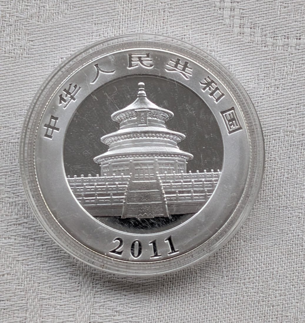  China Panda in Silber 1 Oz Jahrgang 2011   