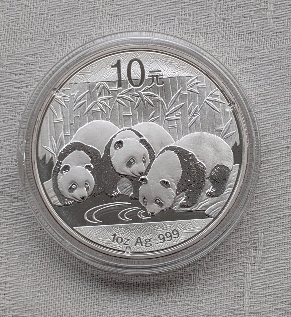  China Panda in Silber 1 Oz Jahrgang 2013   