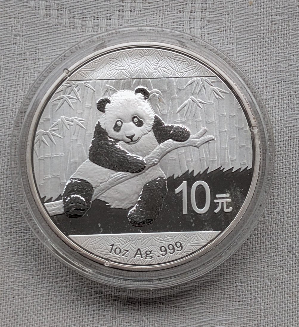  China Panda in Silber 1 Oz Jahrgang 2014   