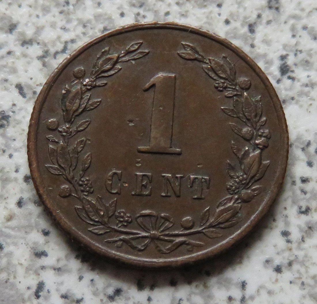  Niederlande 1 Cent 1877, Wilhelmina   