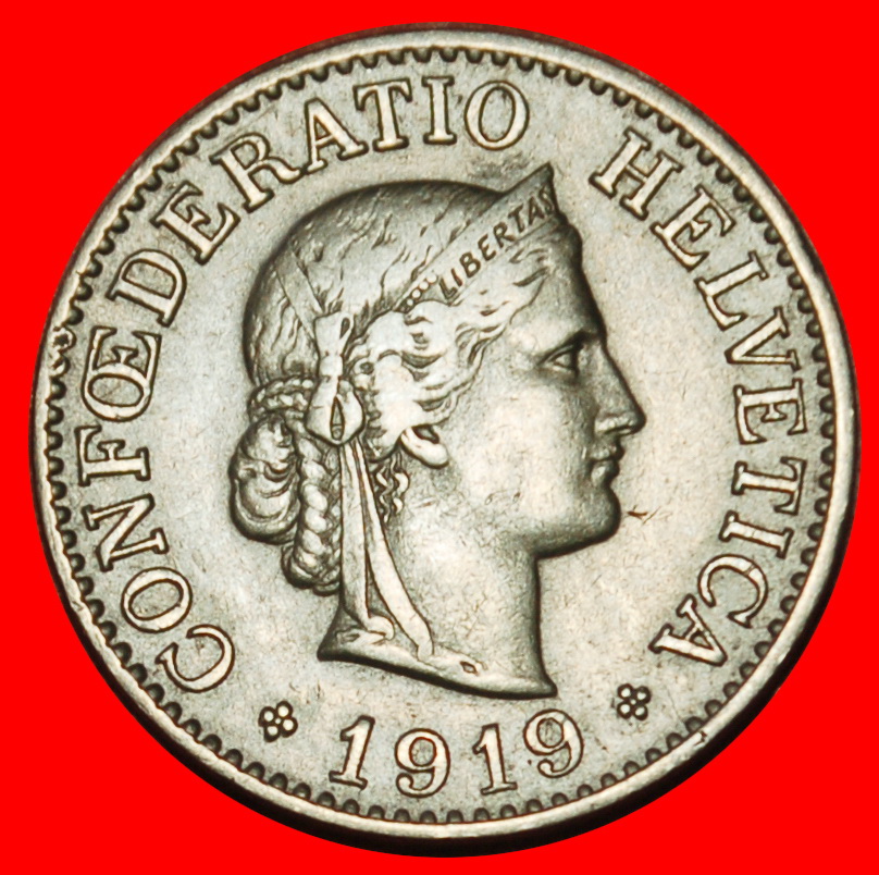  Ⰶ LIBERTY (1879-2025): SWITZERLAND ★ 10 RAPPEN 1919B NOT BRASS! DIES 1+A! LOW START ★ NO RESERVE!   