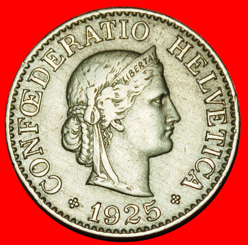  Ⰶ LIBERTY (1879-2025): SWITZERLAND ★ 10 RAPPEN 1925B! DIES 1+A! LOW START ★ NO RESERVE!   