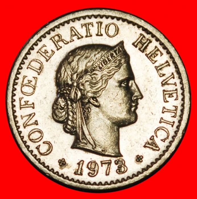  Ⰶ LIBERTY (1879-2025): SWITZERLAND ★ 10 RAPPEN 1973! DIES 1+B! MINT LUSTRE! LOW START ★ NO RESERVE!   