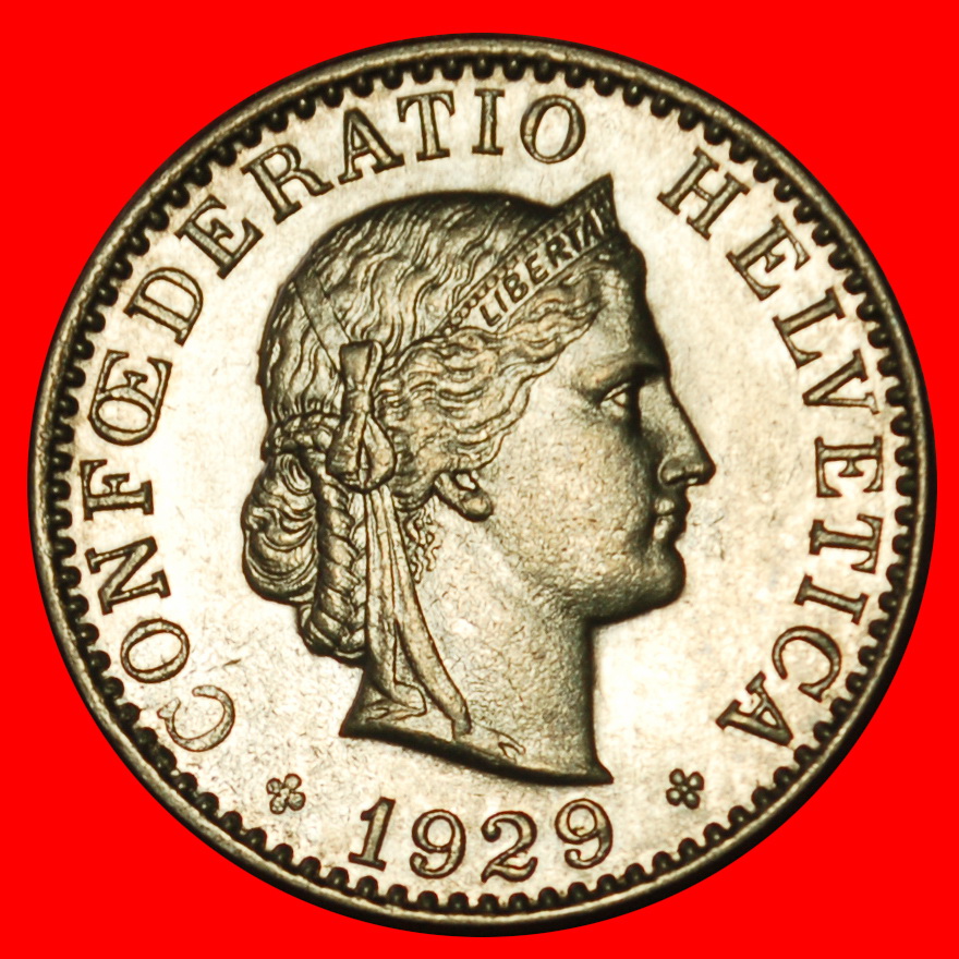  Ⰶ LIBERTY (1881-2025): SWITZERLAND ★ 20 RAPPEN 1929B DIES 1+A! MINT LUSTRE! LOW START ★ NO RESERVE!   