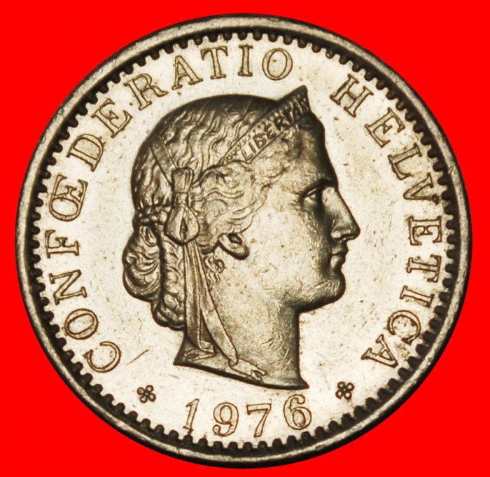  Ⰶ LIBERTY (1881-2025): SWITZERLAND ★ 20 RAPPEN 1976 DIES 1+A! MINT LUSTRE!  LOW START ★ NO RESERVE!   