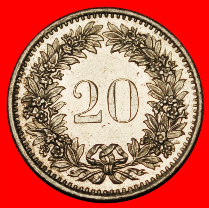  Ⰶ LIBERTY (1881-2025): SWITZERLAND ★ 20 RAPPEN 1976 DIES 1+A! MINT LUSTRE!  LOW START ★ NO RESERVE!   