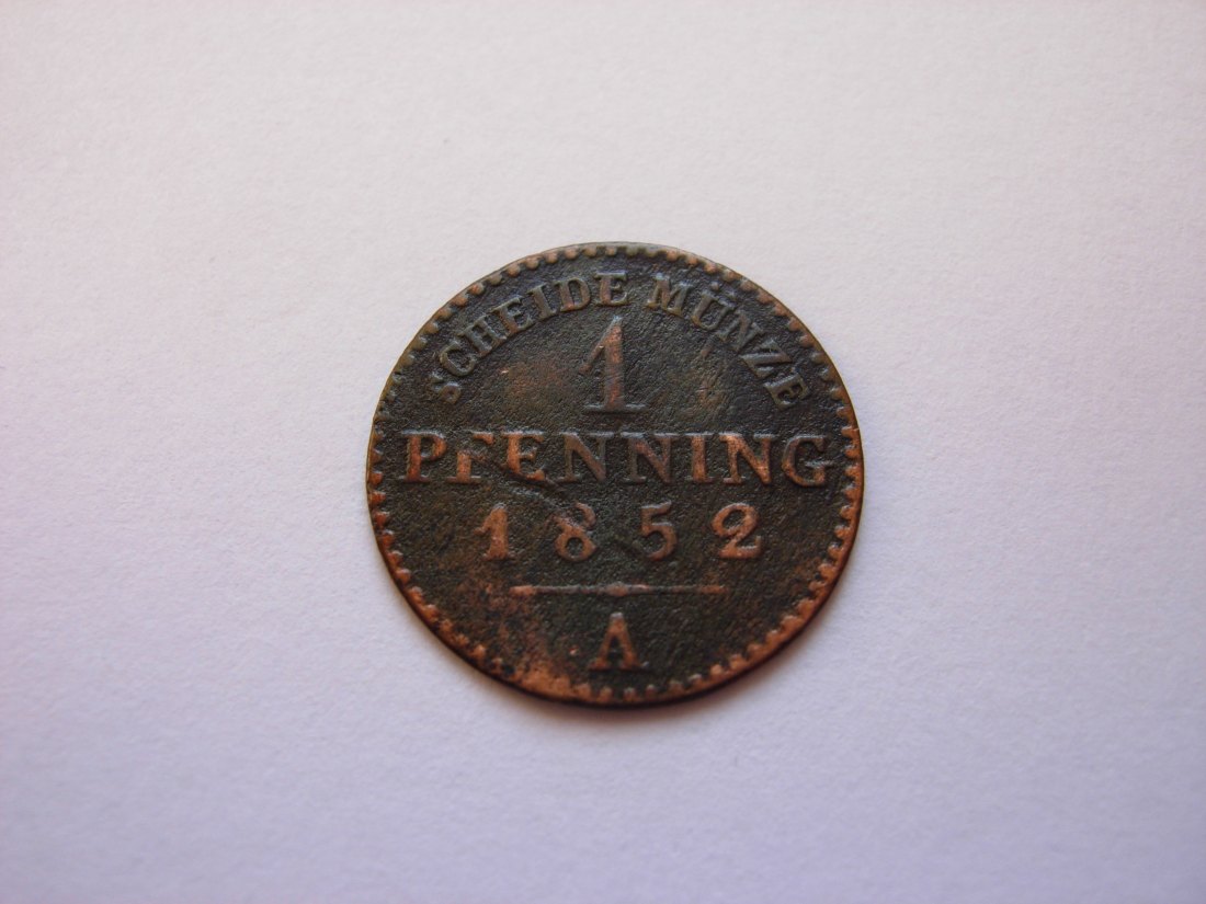  1 Pfenning 1852 A   