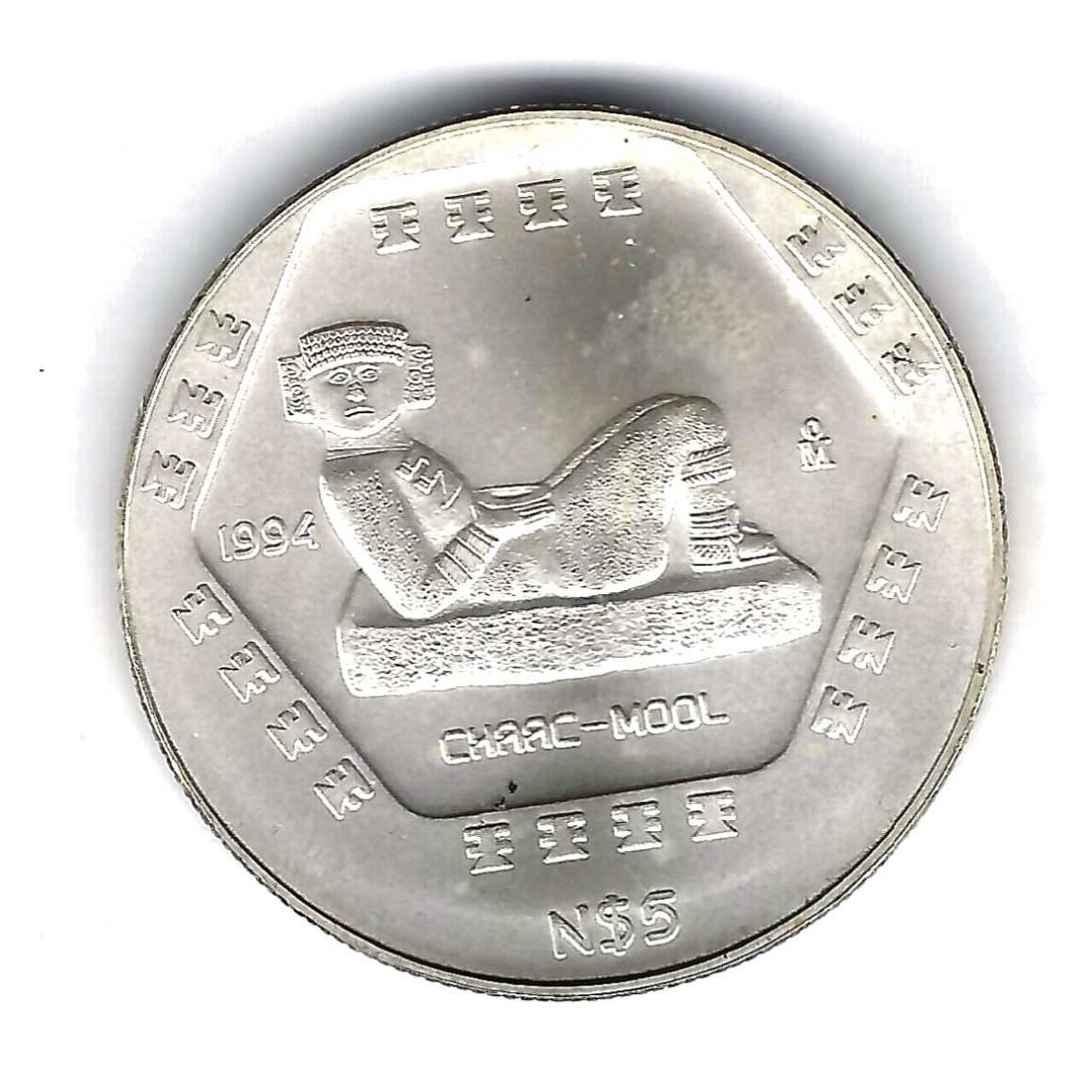  Mexico 5 Pesos 1994 Chaac- Mool 1994  Münzenankauf Koblenz Frank Maurer AH726   