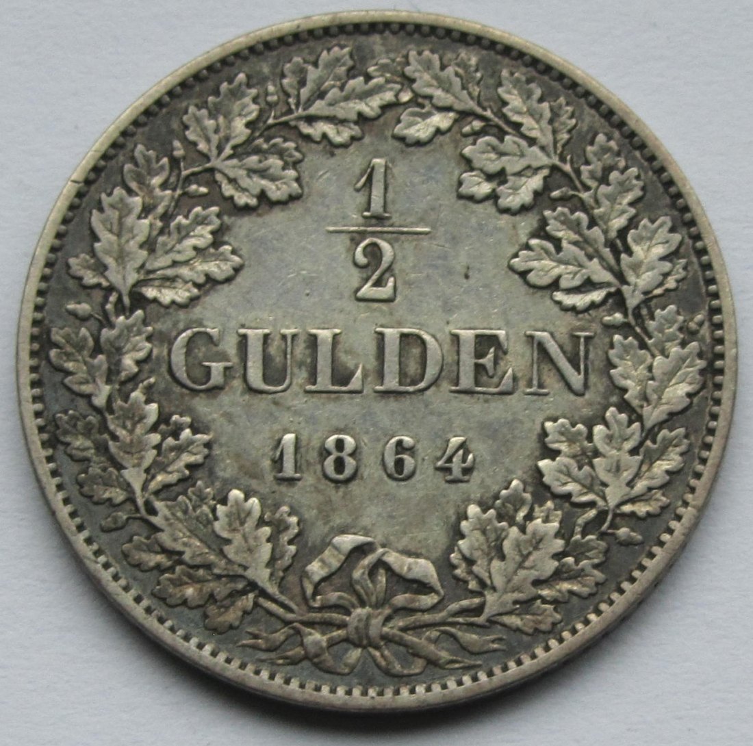  Baden: 1/2 Gulden Friedrich 1864   