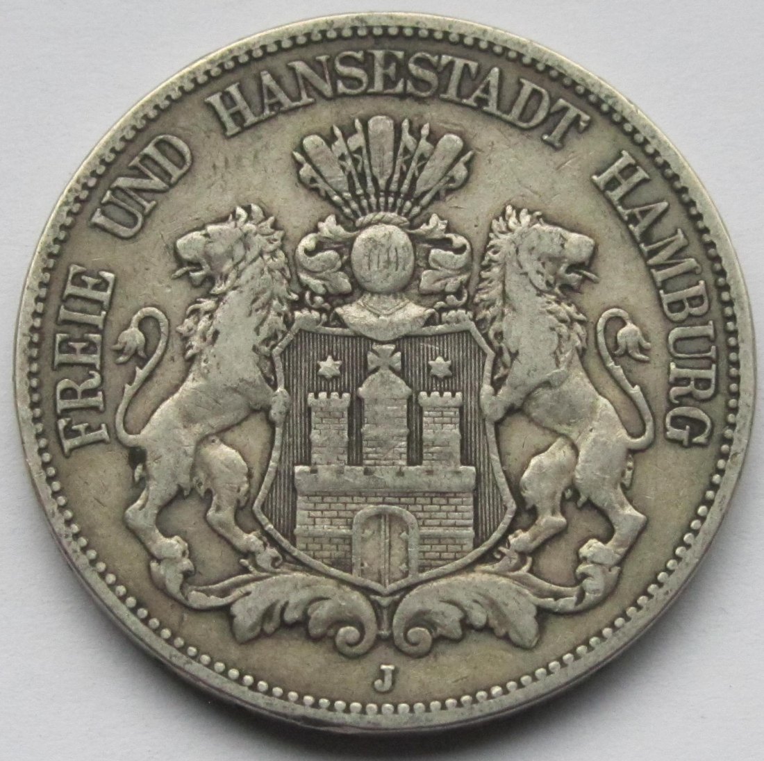  Kaiserreich: Hamburg, 5 Mark (Jaeger 62), 1876   