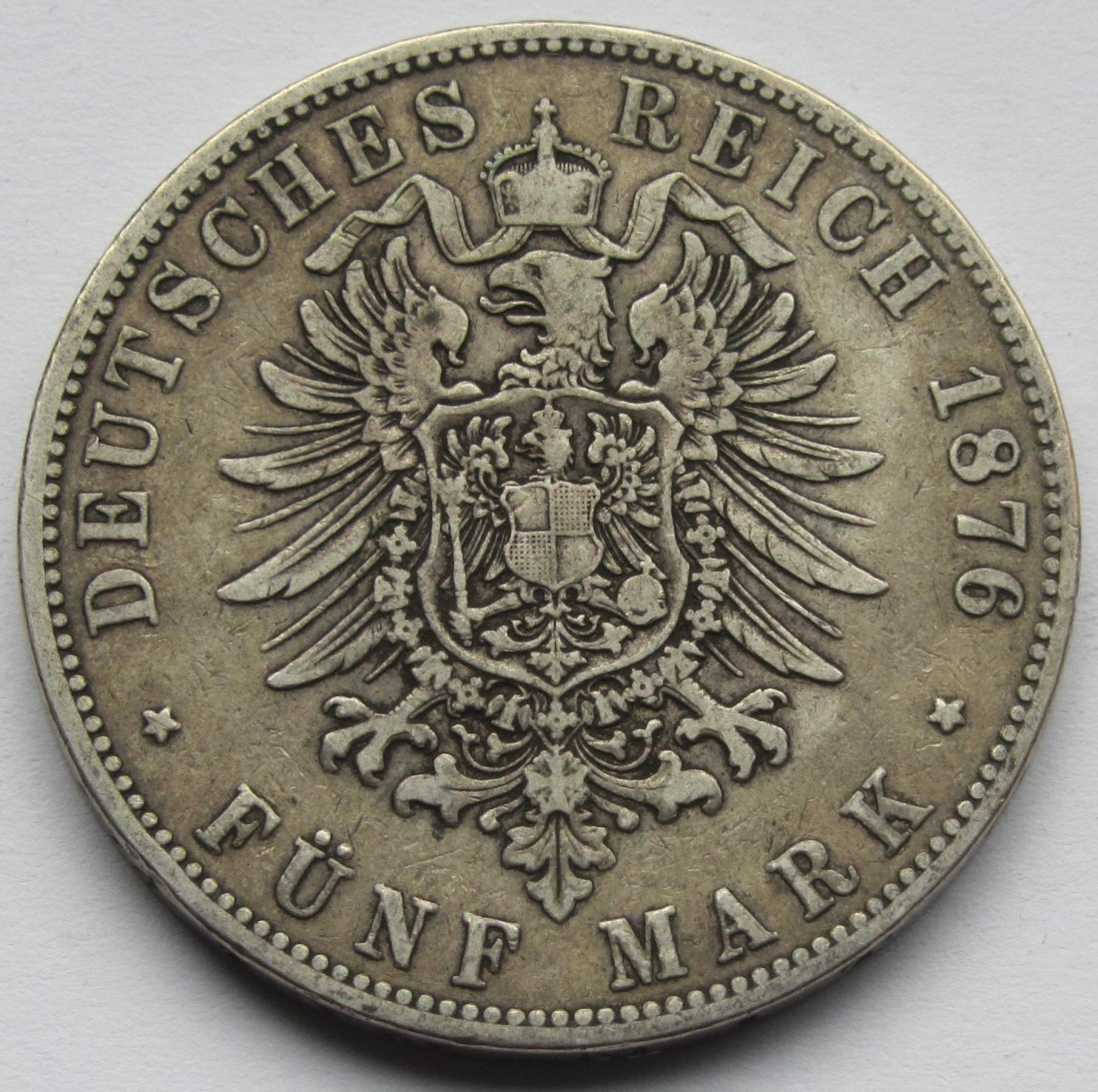  Kaiserreich: Hamburg, 5 Mark (Jaeger 62), 1876   