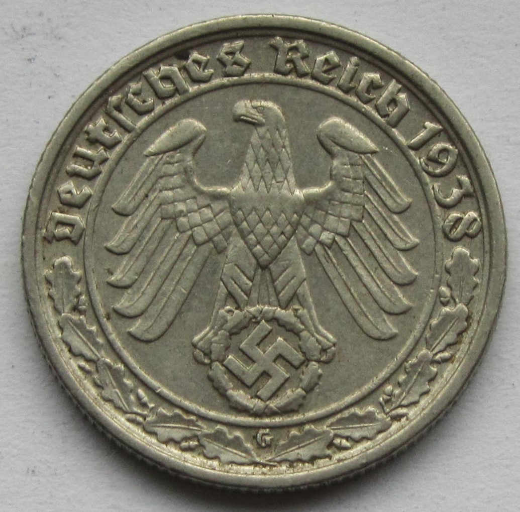  Deutsches Reich: 50 Pfennig 1938 G   