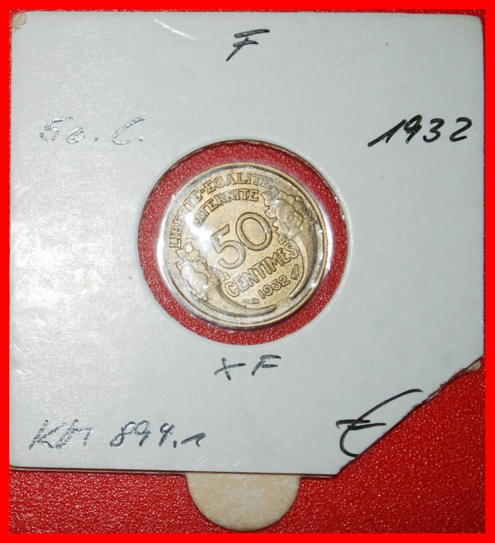  Ⰶ CORNUCOPIAS (1931-1947): FRANCE ★ 50 CENTIMES 1932 ERROR! IN HOLDER!★LOW START ★ NO RESERVE!   