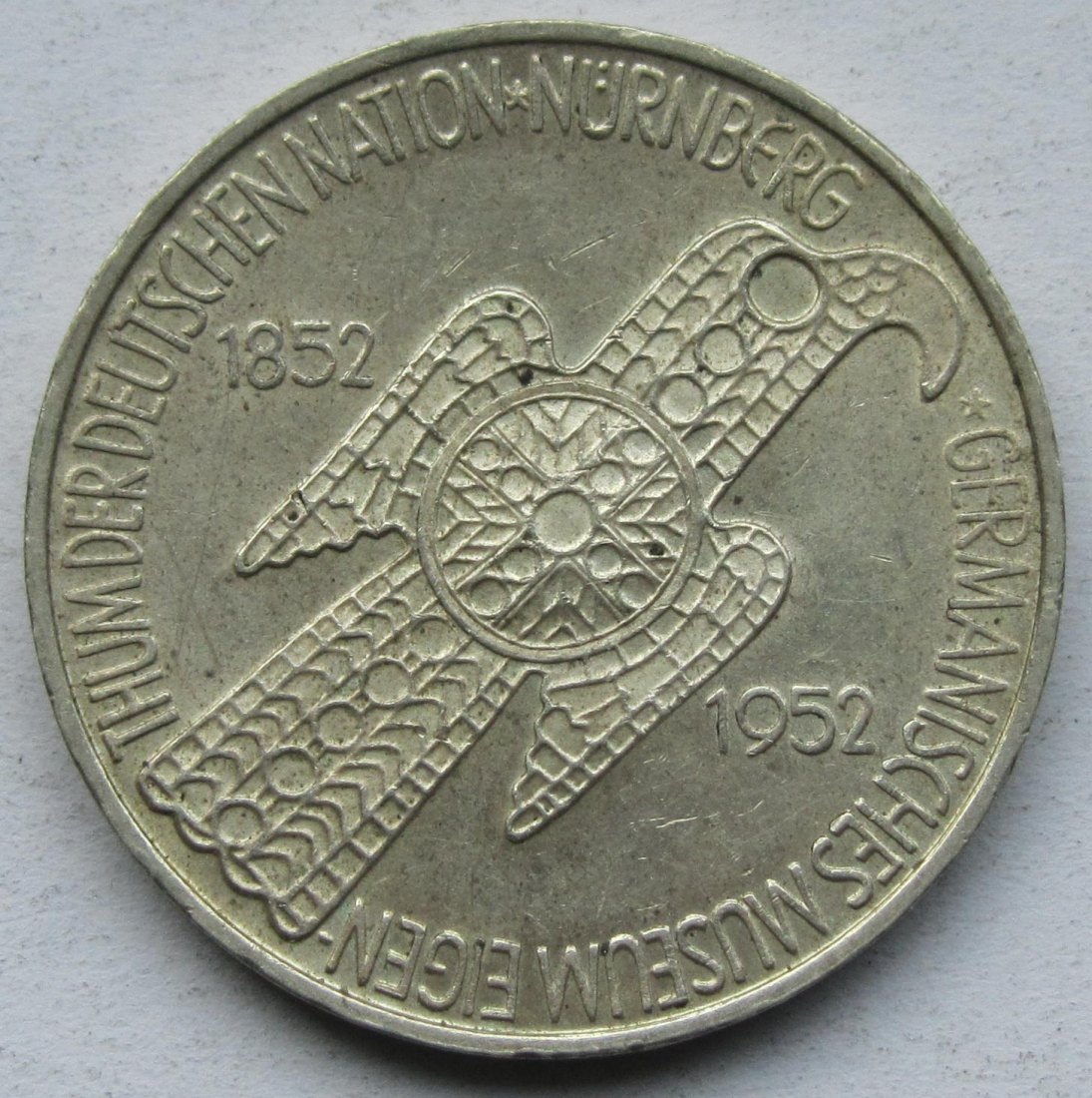  Deutschland: 5 DM Germanisches Museum 1952   