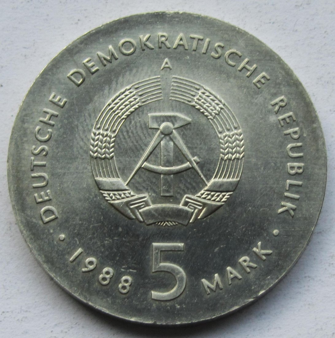  DDR: 5 Mark Barlach 1988   