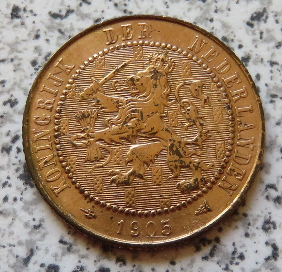  Niederlande 2,5 Cent 1905 / Niederlande 2 1/2 Cent 1905, zaponiert   