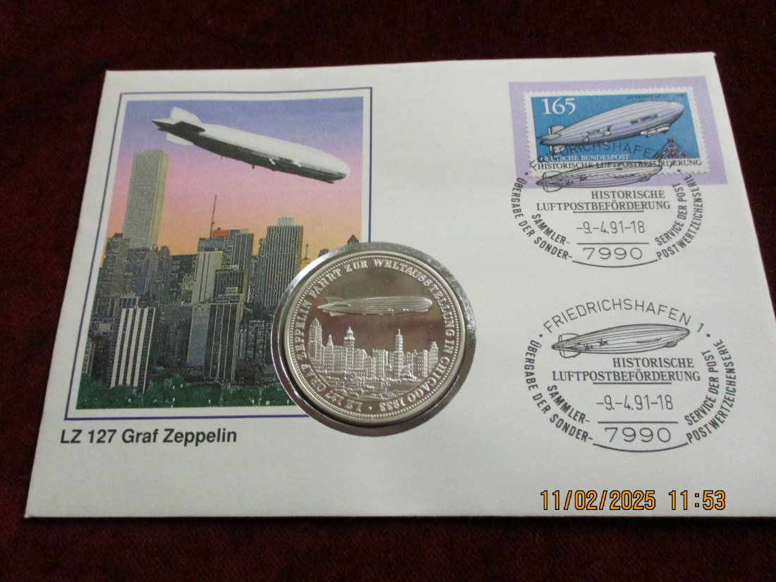  Brief mit Medaille Graf Zeppelin   