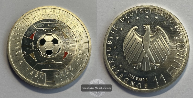  Deutschland. 11 Euro 2024 Europameisterschaft FM-Frankfurt UC#337 Feinsilber:7g   