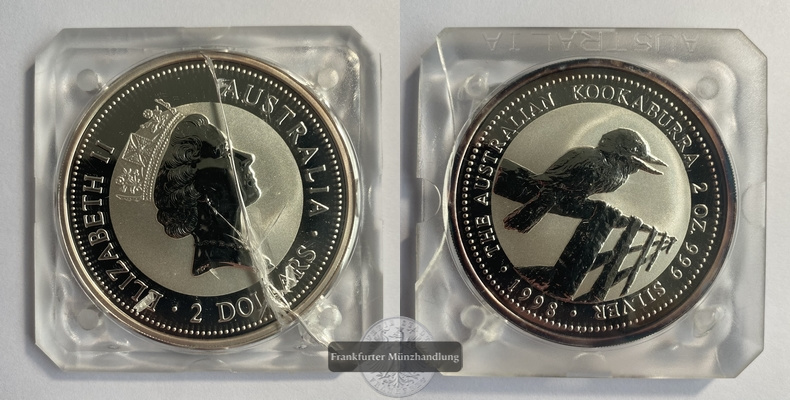  Australien.  2 Dollar  1998 Kookaburra FM-Frankfurt Feinsilber: 62,2 g   