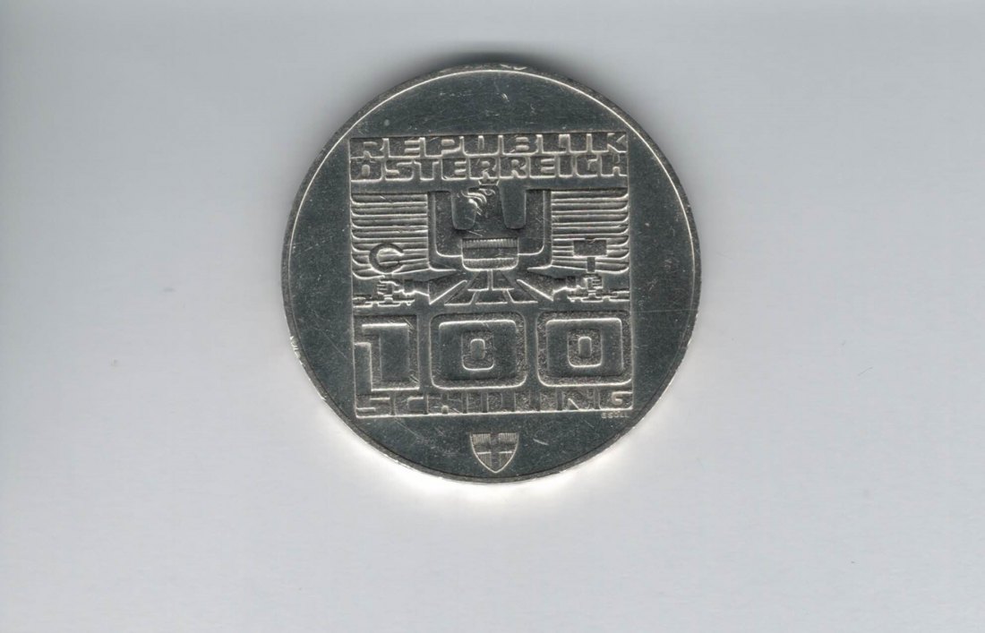  100 Schilling 1976 Berg Isel Schanze Innsbruck Wien Olypm. 15,36g fein Ag Österreich2.Rep (01914/9)   