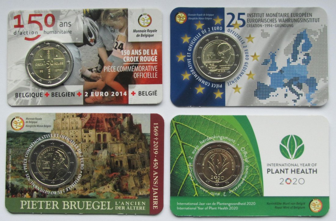  Belgien: Lot aus vier 2-Euro-Coincards   